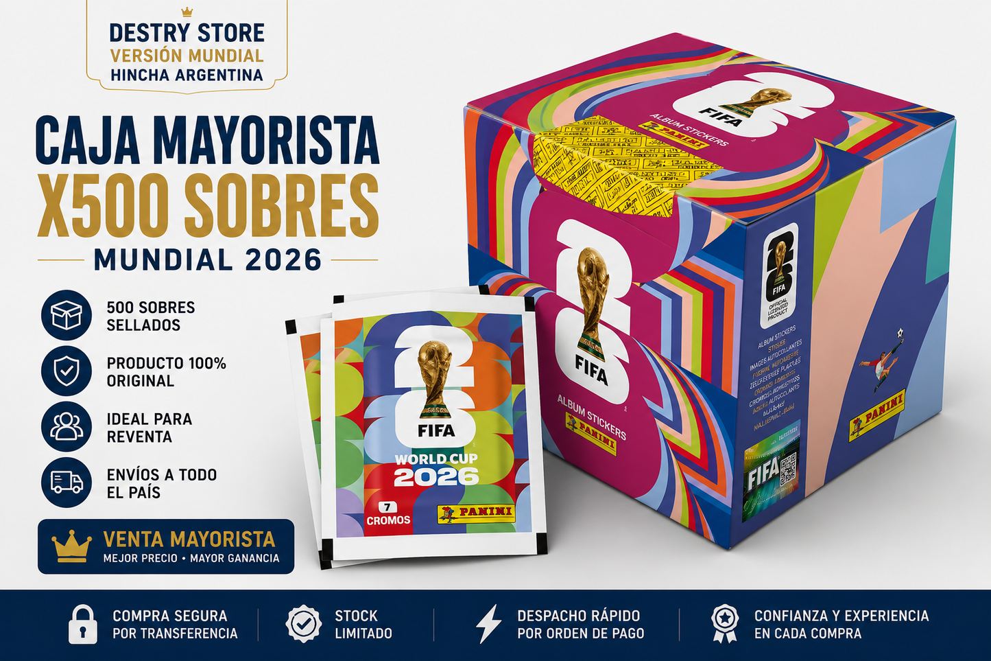 Caja x500 Sobres Figuritas Mundial 2026 PANINI