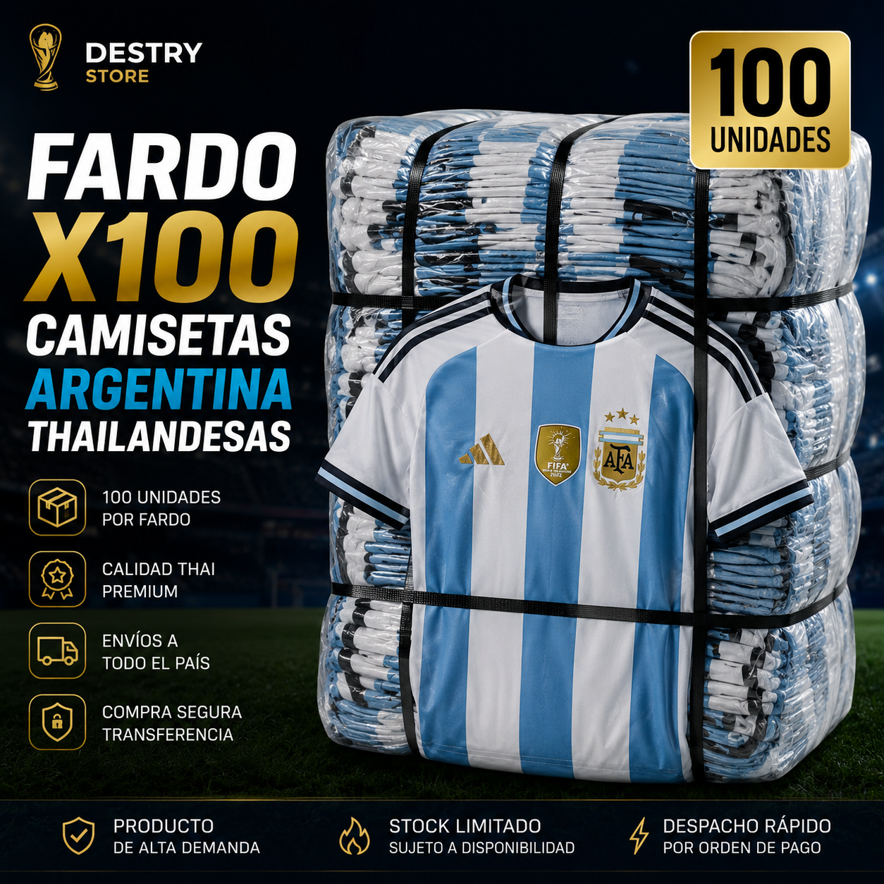 Fardo Mayorista x100 Camisetas Argentina