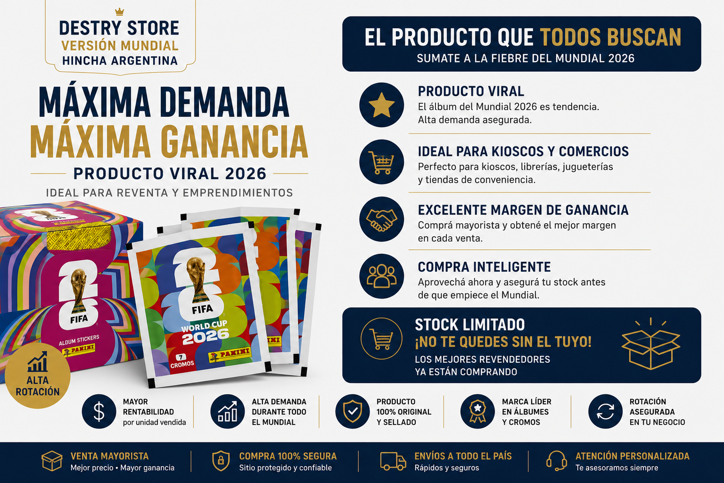 Caja x500 Sobres Figuritas Mundial 2026 PANINI