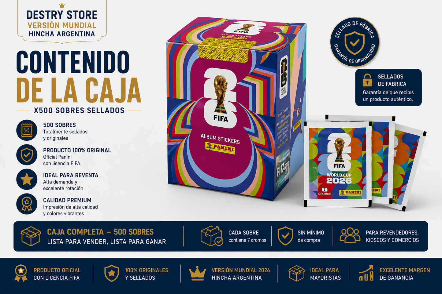 Caja x500 Sobres Figuritas Mundial 2026 PANINI
