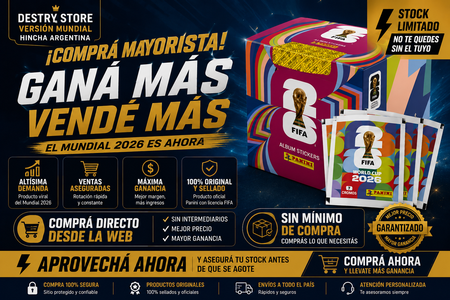 Caja x500 Sobres Figuritas Mundial 2026 PANINI